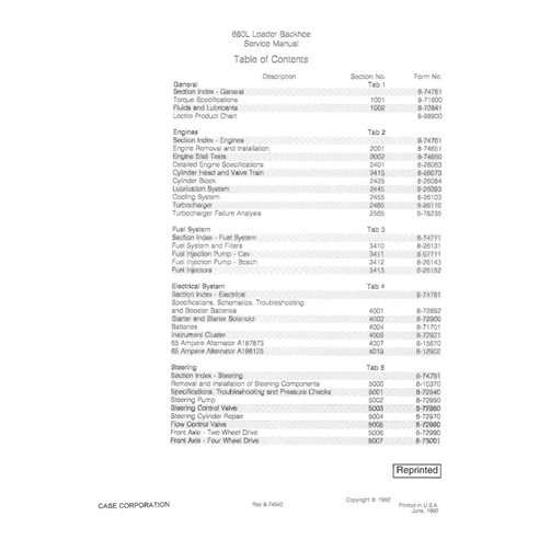 Case 680L backhoe loader pdf service manual 