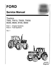 New Holland Ford TW5, TW15, TW25, TW35 8530, 8630, 8730, 8830 tractor scanned pdf service manual 