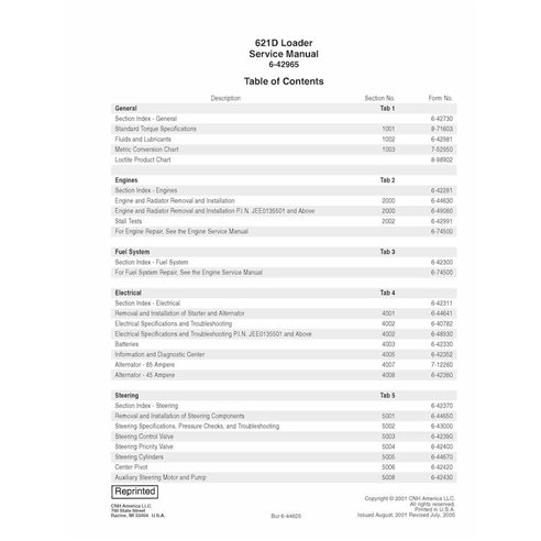 Manual de servicio en pdf del cargador de ruedas Case 621D