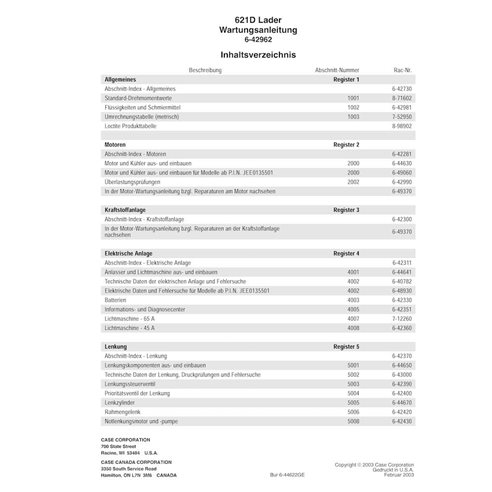 Manuel d'entretien pdf de la chargeuse sur pneus Case 621D DE