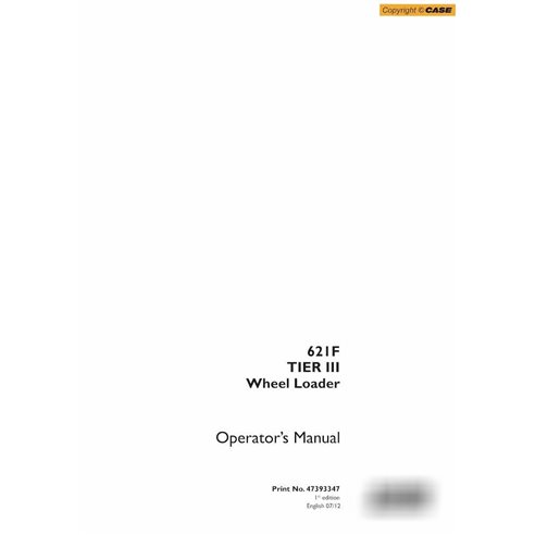 Case 621F Tier 2 wheel loader pdf operator's manual 