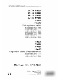 Manuel de l'opérateur pdf pour chargeuses compactes Case SR130-SR250, SV185-SV300, TR270, TR320, TV380 Tier 3 ES