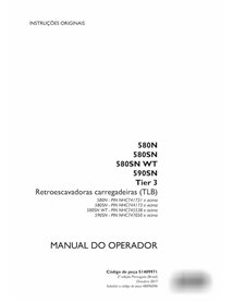 Manuel de l'opérateur pdf pour les chargeuses-pelleteuses Case 580N, 580SN, 580SN WT, 590SN Tier 3 PT