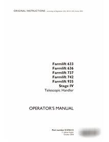 Manuel de l'opérateur pdf du chariot télescopique Case Farmlift 633, 636, 737, 742, 935 Stage IV