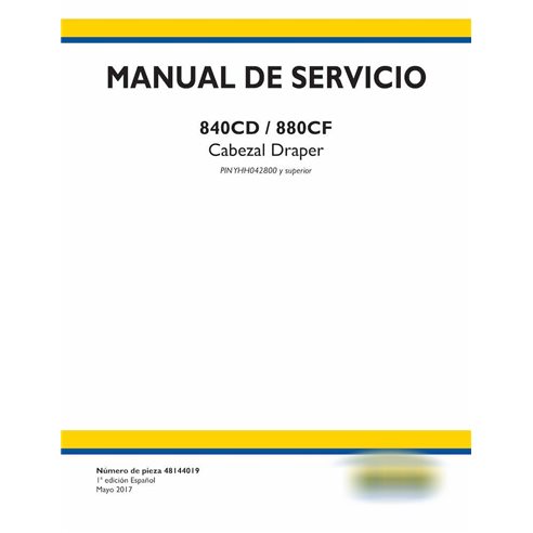 Manual de serviço em pdf da plataforma de esteira New Holland 840CD, 880CF ES