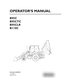 New Holland B95C, B95C TC, B95CLR, B110C backhoe loader pdf operator's manual 