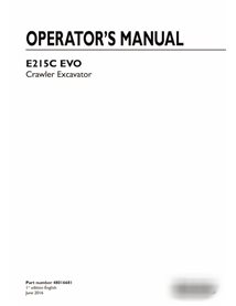 Manual del operador en pdf de la excavadora de orugas New Holland E215C EVO