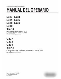 New Holland  L213, L215, L218, L220, L223, L225, L320, C227, C232, C238 skid loader pdf operator's manual ES