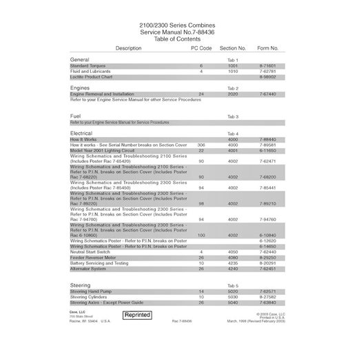 Case 2144, 2166, 2188, 2344, 2365, 2366, 2388 combinar manual de serviço em pdf