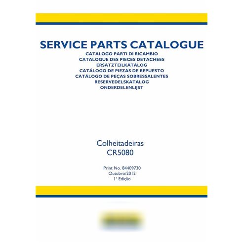 Catalogue de pièces pdf de la moissonneuse-batteuse New Holland CR5080