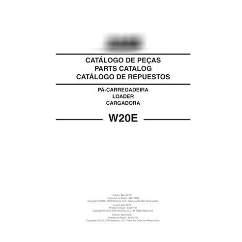 Catalogue de pièces pdf pour chargeuse sur pneus Case W20E PT