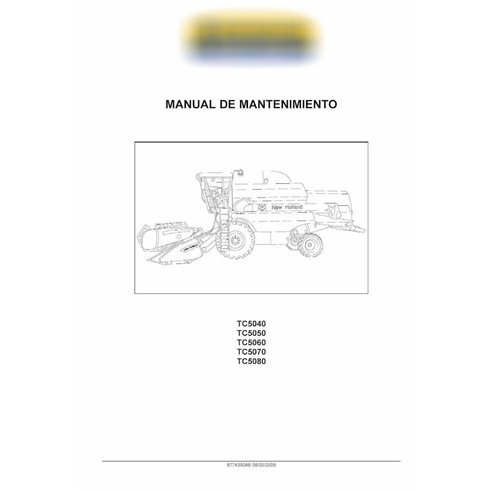 Manuel de maintenance PDF de la moissonneuse-batteuse New Holland TC5040, TC5050, TC5060, TC5070, TC5080 ES