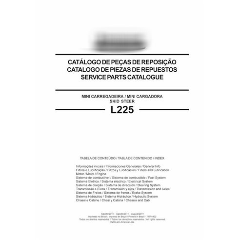 New Holland L225 skid loader pdf parts catalog