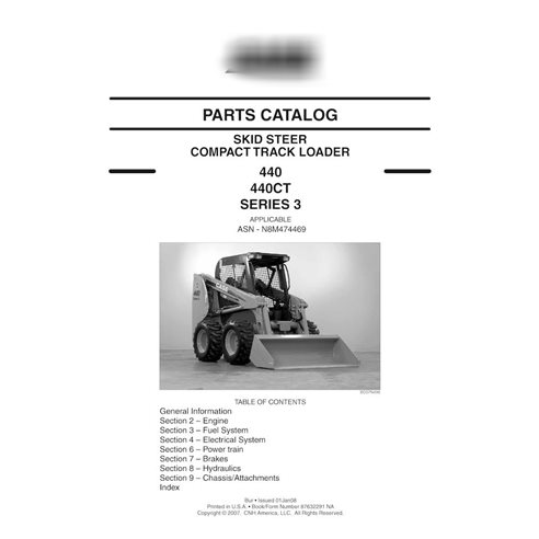 Catálogo de peças em pdf da minicarregadeira Case 440, 440CT Série 3
