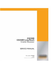 Manual de serviço em pdf da escavadeira de esteira Case CX250D, CX250D LR