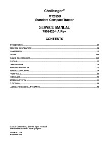 Manual de serviço em pdf para trator compacto Challenger MT255B - Challenger manuais - CHAL-79024234