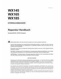 Manual de serviço em pdf da escavadeira de rodas Case WX145, WX165, WX185 DE