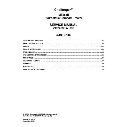 Challenger MT255B compact tractor pdf service manual  - Challenger manuals - CHAL-79024230