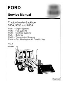 Manual de serviço em pdf da retroescavadeira New Holland Ford 555A, 555B, 655A