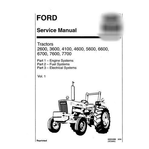 New Holland Ford 2600, 3600, 4100, 4600, 5600, 6600, 6700, 7600, 7700 tractor manual de servicio en pdf