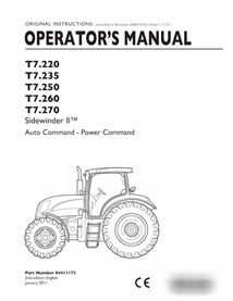 Manual do operador em pdf do trator New Holland T7.220, T7.235, T7.250, T7.260, T7.270