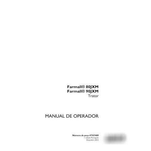 Manual do operador em pdf do trator Case 80JXM, 90JXM PT