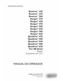 Case Rowtrac 420-500, Steiger 370-620, Quadtrac 470-620 Tier 4B manual del operador en pdf PT