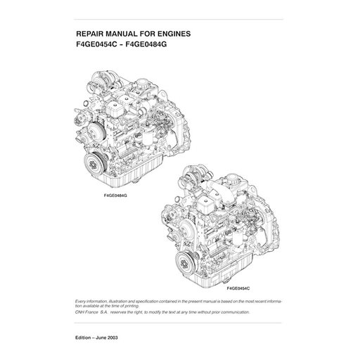 Manual de serviço em pdf do motor Case F4GE0454C - F4GE0484G