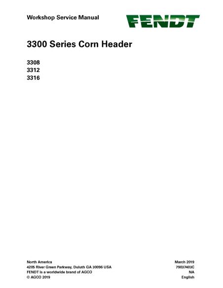 Fendt 3308, 3312, 3316 corn header pdf workshop service manual  - Fendt manuals - FENDT-79037403C