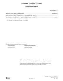 Manuel d'entretien pdf de la pelle sur chenilles Case CX225SR FR