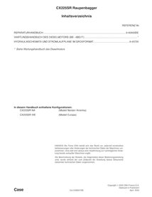 Manual de serviço em pdf da escavadeira de esteira Case CX225SR DE