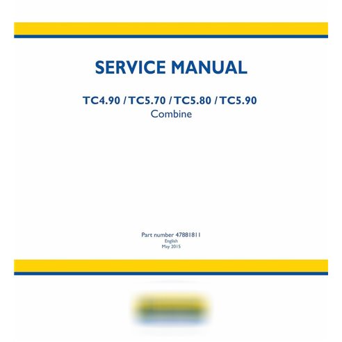 Manual de serviço em PDF da colheitadeira New Holland TC4.90, TC5.90, TX4.90, TX5.90