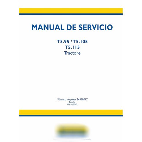 Manual de servicio del tractor New Holland T5.95, T5.105, T5.115 en formato pdf ES