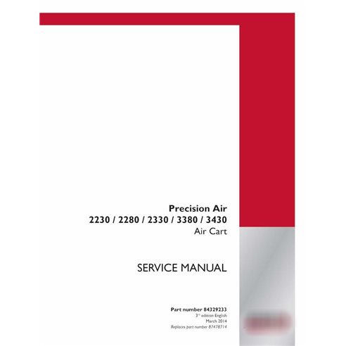 Manual de serviço em pdf do carrinho de ar Case 2230, 2280, 2330, 3380, 3430