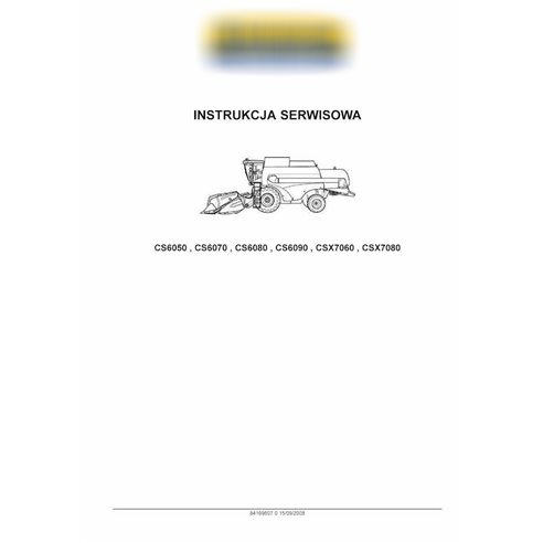 Manuel d'entretien PDF des moissonneuses-batteuses New Holland CS6050, CS6070, CS6080, CS6090, CSX7060, CSX7080 PL
