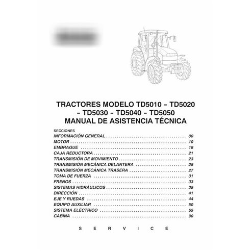 Manual de serviço em pdf do trator New Holland TD5010, TD5020, TD5030, TD5040, TD5050 ES