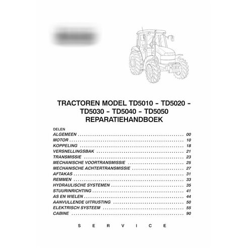 Manuel d'entretien des tracteurs New Holland TD5010, TD5020, TD5030, TD5040, TD5050 au format PDF NL