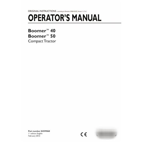Manual del operador del tractor compacto New Holland Boomer 40, 50 en formato PDF