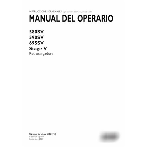 Manuel d'utilisation PDF pour chargeuse-pelleteuse Case 580SV, 590SV, 695SV Stage V ES