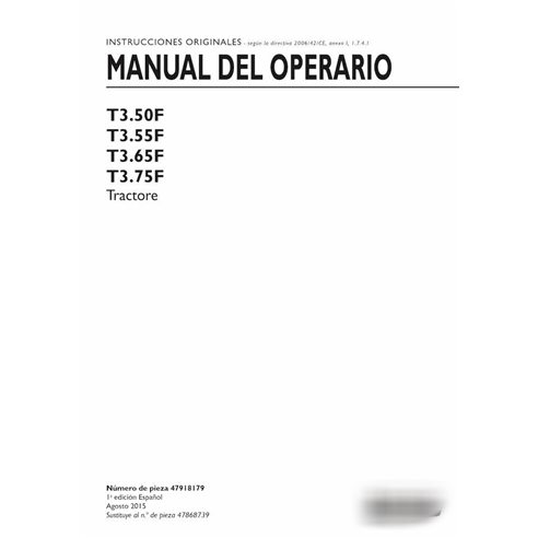 Manual do operador do trator New Holland T3.50F, T3.55F, T3.65F, T3.75F pdf ES
