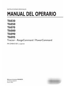 Manual del operador del tractor New Holland T6030, T6050, T6070, T6080, T6090, T6095 en formato pdf ES