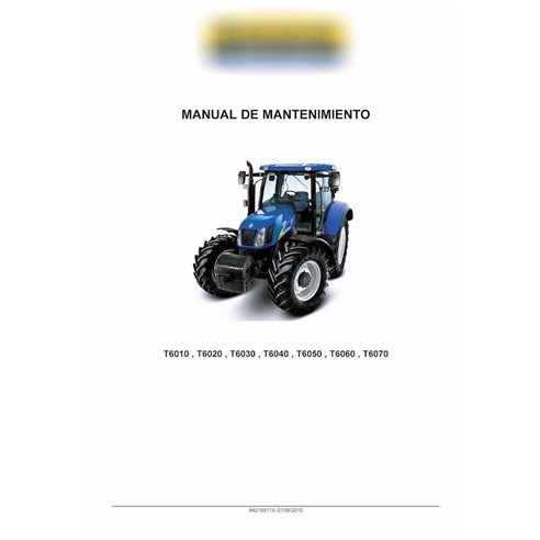 Manual de serviço em PDF do trator New Holland T6010, T6020, T6030, T6040, T6050, T6060, T6070