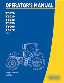Manual del operador del tractor New Holland T6020, T6030, T6040, T6050, T6060, T6070 en formato pdf