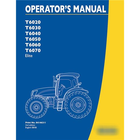 Manual do operador do trator New Holland T6020, T6030, T6040, T6050, T6060, T6070 em PDF
