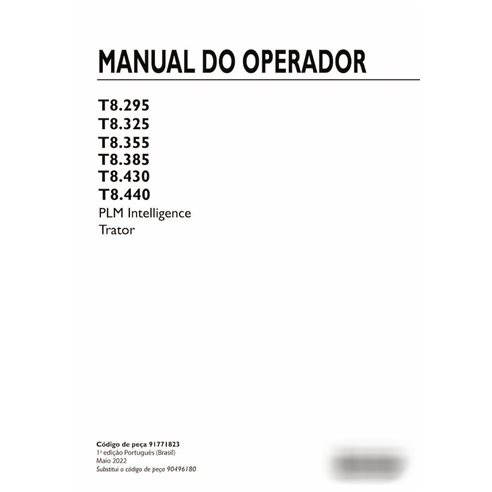 New Holland T8.295, T8.325, T8.355, T8.385, T8.430, T8.440 PLM Intelligence
 tractor pdf operator's manual PT