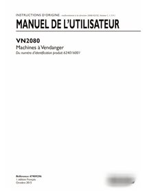 New Holland VN2080 grape harvester pdf operator's manual FR