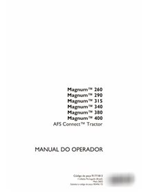 Manual do operador do trator Case Magnum 260, 290, 315, 340, 380, 400 AFS Connect PT