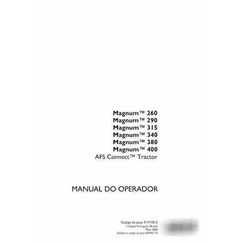 Manuel d'utilisation du tracteur Case Magnum 260, 290, 315, 340, 380, 400 AFS Connect PT