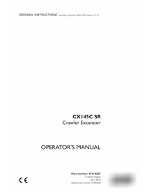 Case CX145C SR excavator pdf operator's manual 