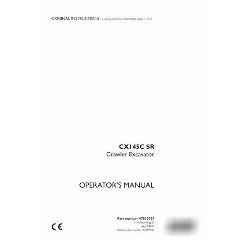 Manuel d'utilisation de la pelle Case CX145C SR au format PDF